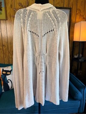 Matty M Oatmeal Cream Open-Knit Draped Cardigan
